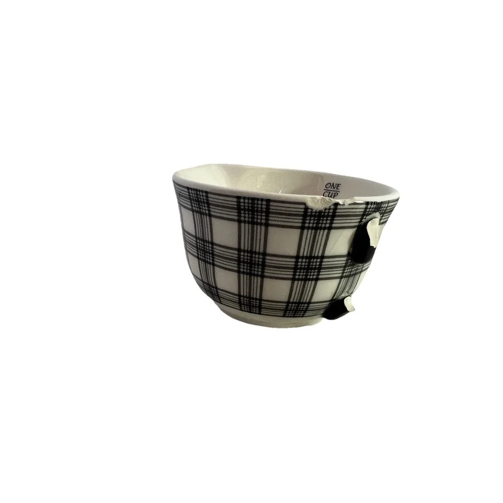 Robert Stanley Black & White Plaid 3 Set Measuring Cups 1/2‎ Cup 1/4 Cup 1/3 cup